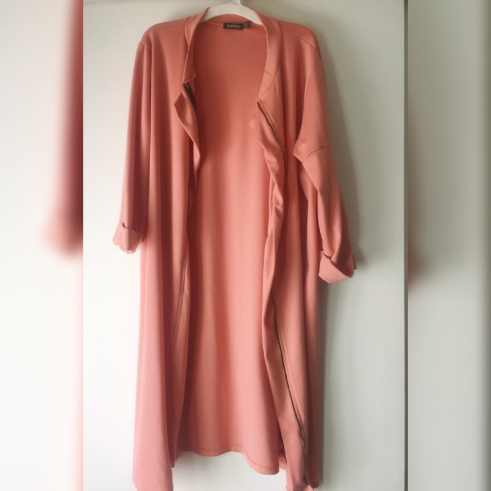 Boohoo Women’s Coral Long Bomber Jacket Blazer